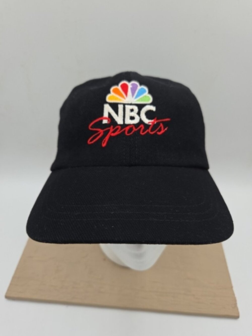 NBC Sports Hat Black Strapback Peacock Logo HeadShot KC Caps